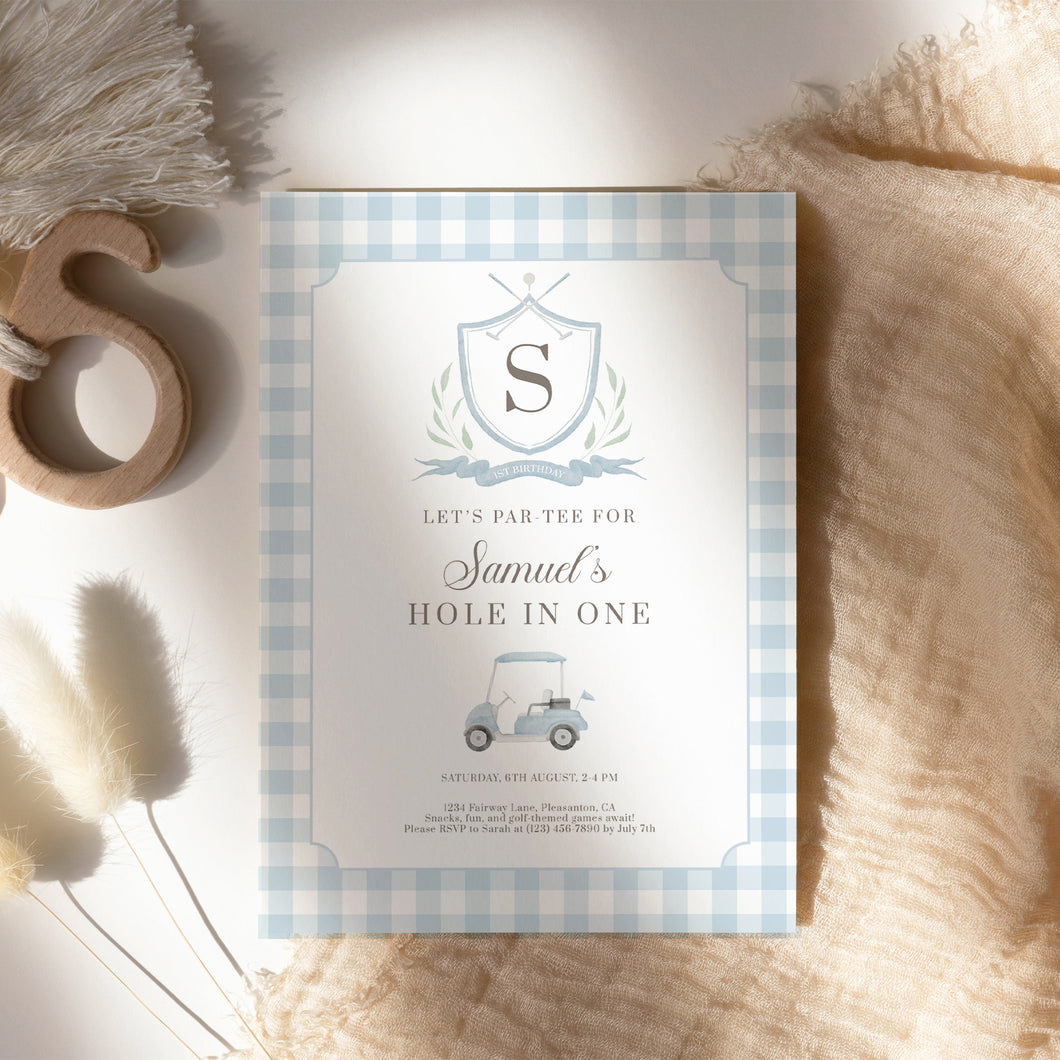 0311 blue golf monogram invitation template