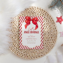 Load image into Gallery viewer, 2033 Red Bow Coquette Jingle &amp; Mingle Christmas Party Invite, Editable Template, Digital Download
