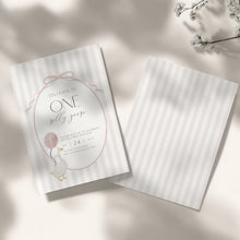 Load image into Gallery viewer, 0308 Pink 1st silly goose birthday invitation template
