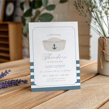 Load image into Gallery viewer, 0307 Navy Sailor hat birthday invitation
