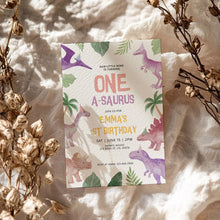 Load image into Gallery viewer, 0323 Dinosaur One-a-Saurus 1st Birthday Invitation for Girls, Editable Printable Template, digital download
