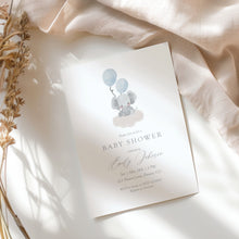 Load image into Gallery viewer, Blue Baby Boy Elephant Baby Shower Invite, Digital Download, Editable Template, 2031
