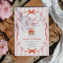 Load image into Gallery viewer, 0317 pink red apple birthday invitation
