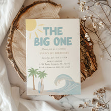 Load image into Gallery viewer, The Big One Beach Birthday Invitation Editable Coastal Surf 1st Bday Invite Summer Boy Template 0338
