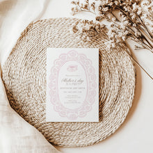Load image into Gallery viewer, Mother’s Day Tea Party Invitation Pink Lace Floral Brunch Editable Template 0806
