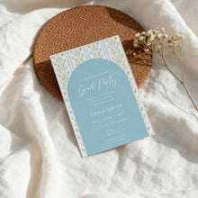 Load image into Gallery viewer, Blue Floral Graduation Invitation Grandmillennial Photo Announcement Preppy Editable Template 0808
