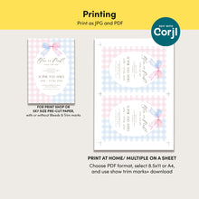 Load image into Gallery viewer, Corjl editable pink or blue gender reveal invitation 2014
