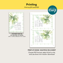 Load image into Gallery viewer, 0318 green plaid bow birthday invitation
