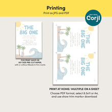 Load image into Gallery viewer, The Big One Beach Birthday Invitation Editable Coastal Surf 1st Bday Invite Summer Boy Template 0338
