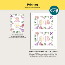 Load image into Gallery viewer, 0323 Dinosaur One-a-Saurus 1st Birthday Invitation for Girls, Editable Printable Template, digital download

