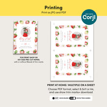 Load image into Gallery viewer, 0326 Pink Gingham Strawberry Berry First Birthday Photo Invite, Editable Template, Digital Download
