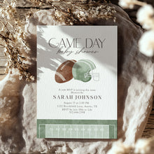 Load image into Gallery viewer, 2032 Sage green Game day Football Sports Baby Boy Shower Invite, Editable Template, Digital Download
