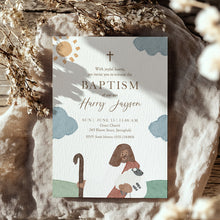 Load image into Gallery viewer, Jesus Shepherd Baptism Invitation Template, Watercolor Christian Boy Baptism Invite 0502
