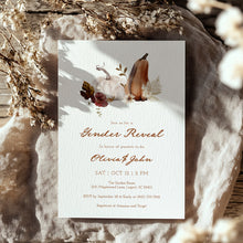 Load image into Gallery viewer, 2025 pumpkin gender reveal fall baby shower invitation template
