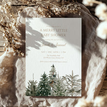 Load image into Gallery viewer, 2024 Winter woodland merry little Christmas tree baby shower invitation
