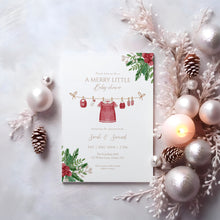 Load image into Gallery viewer, 2029 Christmas Baby Shower Invitation: Winter Girl Outfit (Editable Template)
