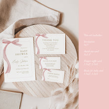 Load image into Gallery viewer, Pink Bow Baby Shower Invite Template Bundle (Digital Download) 2031
