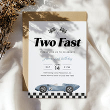 Load image into Gallery viewer, Two Fast Race Car 2nd Birthday Invitation Editable Blue for Boy 0330

