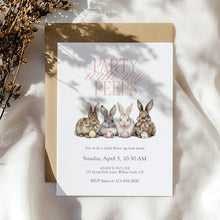Load image into Gallery viewer, Kids Easter Party Invitation, Bunny Egg Hunt, Spring Children Celebration 0805
