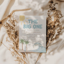 Load image into Gallery viewer, The Big One Beach Birthday Invitation Editable Coastal Surf 1st Bday Invite Summer Boy Template 0338
