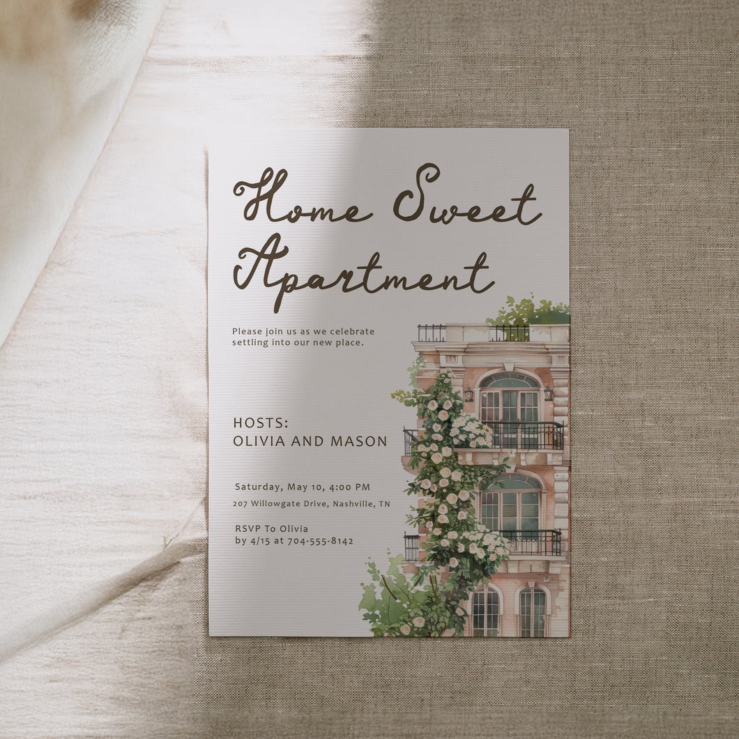 2035 Home Sweet Apartment Housewarming Party Invite, Moving Announcement, digital download