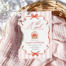 Load image into Gallery viewer, 0317 pink red apple birthday invitation
