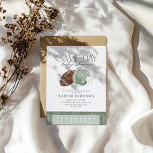 Load image into Gallery viewer, 2032 Sage green Game day Football Sports Baby Boy Shower Invite, Editable Template, Digital Download
