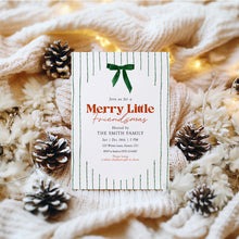 Load image into Gallery viewer, 2033 Green Bow Merry Little Friendsmas Party Invite, Editable Christmas Holiday Template, Digital Download
