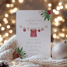 Load image into Gallery viewer, 2029 Christmas Baby Shower Invitation: Winter Girl Outfit (Editable Template)
