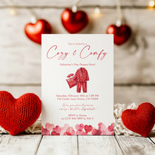 Load image into Gallery viewer, 0801 Cozy &amp; Compy Galentines Pajamas Party Invite, Valentines Girls Night Out, Digital Download, Editable Template

