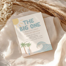 Load image into Gallery viewer, The Big One Beach Birthday Invitation Editable Coastal Surf 1st Bday Invite Summer Boy Template 0338
