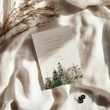 Load image into Gallery viewer, 2024 Winter woodland merry little Christmas tree baby shower invitation
