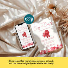 Load image into Gallery viewer, 0801 Cozy &amp; Compy Galentines Pajamas Party Invite, Valentines Girls Night Out, Digital Download, Editable Template
