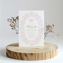 Load image into Gallery viewer, Mother’s Day Tea Party Invitation Pink Lace Floral Brunch Editable Template 0806
