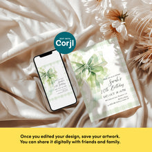 Load image into Gallery viewer, 0318 green plaid bow birthday invitation
