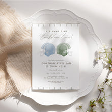 Load image into Gallery viewer, 0325 Football Joint Birthday Invitation, Twin Brothers Sports Party Invite, Touchdown, Editable Template, Digital Download
