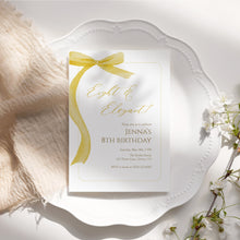 Load image into Gallery viewer, Yellow bow Eight &amp; Elegant 8th Birthday Invitation, Editable template, Digital Download 0324
