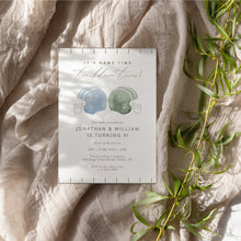 Load image into Gallery viewer, 0325 Football Joint Birthday Invitation, Twin Brothers Sports Party Invite, Touchdown, Editable Template, Digital Download
