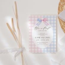 Load image into Gallery viewer, Corjl editable pink or blue gender reveal invitation 2014
