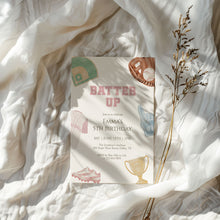 Load image into Gallery viewer, Baseball Birthday Invitation for Girls Pink Sports Party Invite Batter Up Invite Template 0334
