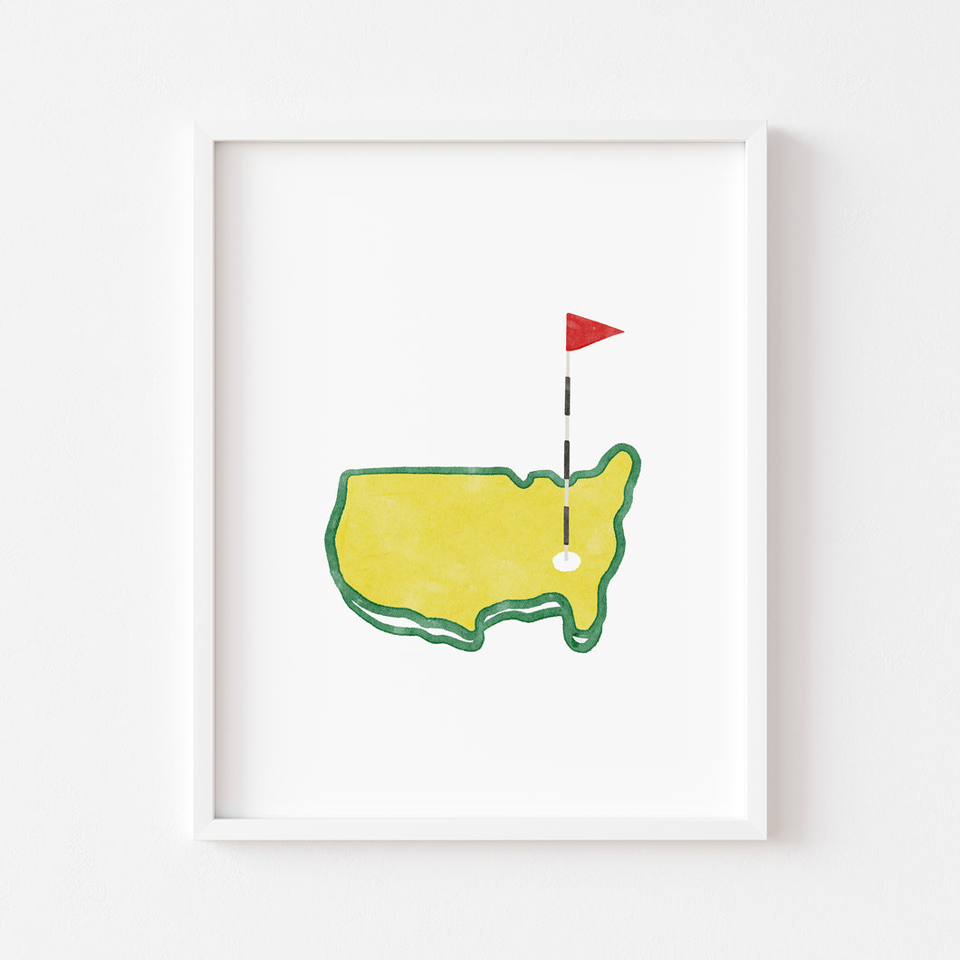 Watercolor green golf master theme art print  (choose your print) 07-33403