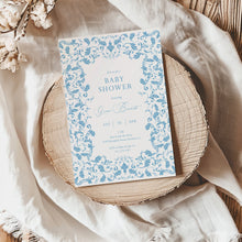 Load image into Gallery viewer, Corjl editable tolie de jouy baby shower invitation template 3 2015
