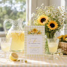 Load image into Gallery viewer, Yellow Sunflower Birthday Invitation Watercolor Gingham Baby Summer Template 0340

