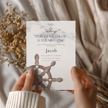 Load image into Gallery viewer, 0307 ship wheel birthday invitation

