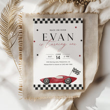 Load image into Gallery viewer, Race Car 1st Birthday Invitation Fast One Is Turning One 0330
