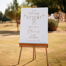 Load image into Gallery viewer, 2031 Neutral Hello Little Baby Shower Welcome Sign Template, Editable Digital Download
