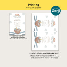 Load image into Gallery viewer, Noahs Ark Baptism Invitation Template, Rainbow Christian Boy Baptism Invite 0502
