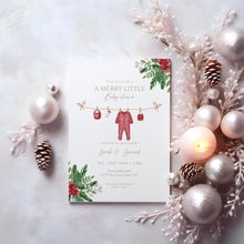 Load image into Gallery viewer, 2029 Christmas Winter A Merry Little Baby Shower Invitation, Holiday Baby Shower Invite, Editable template
