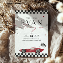 Load image into Gallery viewer, Race Car 1st Birthday Invitation Fast One Is Turning One 0330
