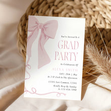 Load image into Gallery viewer, Pink Bow Graduation Party Invite Coquette Preppy Girl Editable Template 0808
